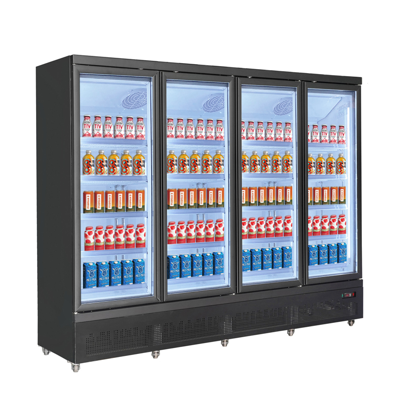 2000L Beverage Cooler 4 Door Commercial Display Refrigerator for Retail Stores