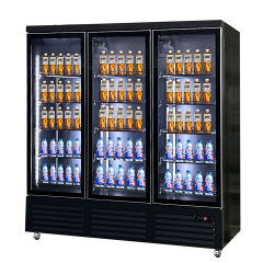 1800L Glass Door Cooler Upright Display Refrigerator for Beverage Retail with LED Fan Cooling