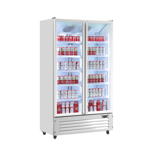 Double Tempered Glass Digital Temperature Controller Energy Drink Display Fridge for Fast Food Restaurant