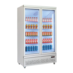 Double Tempered Glass Digital Temperature Controller Energy Drink Display Fridge for Fast Food Restaurant