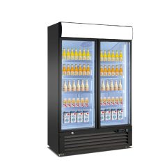 1400L Upright Glass Door Drink Refrigerator with Fan Cooling System for Commercial Use