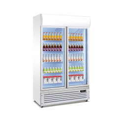 1400L Upright Glass Door Drink Refrigerator with Fan Cooling System for Commercial Use