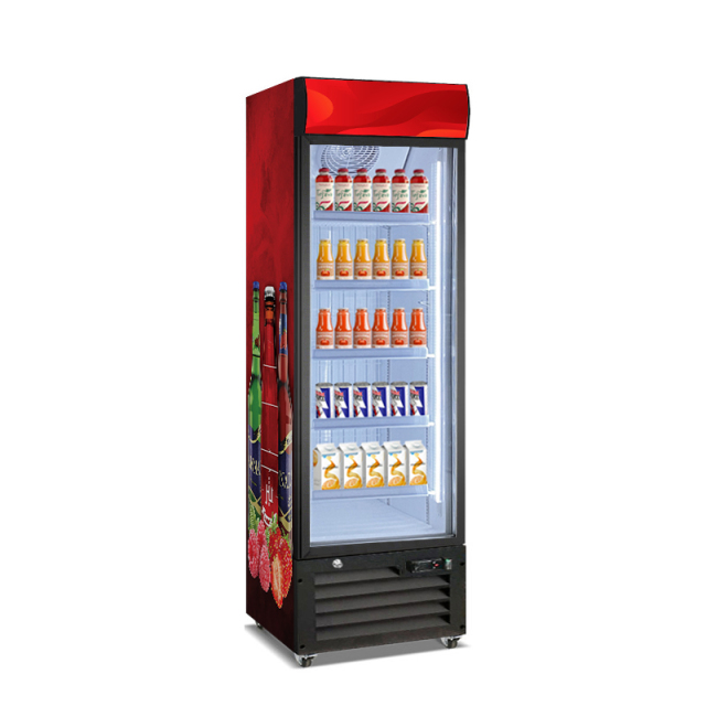 Single Door Retail Display Refrigerator for Beverage Merchandising