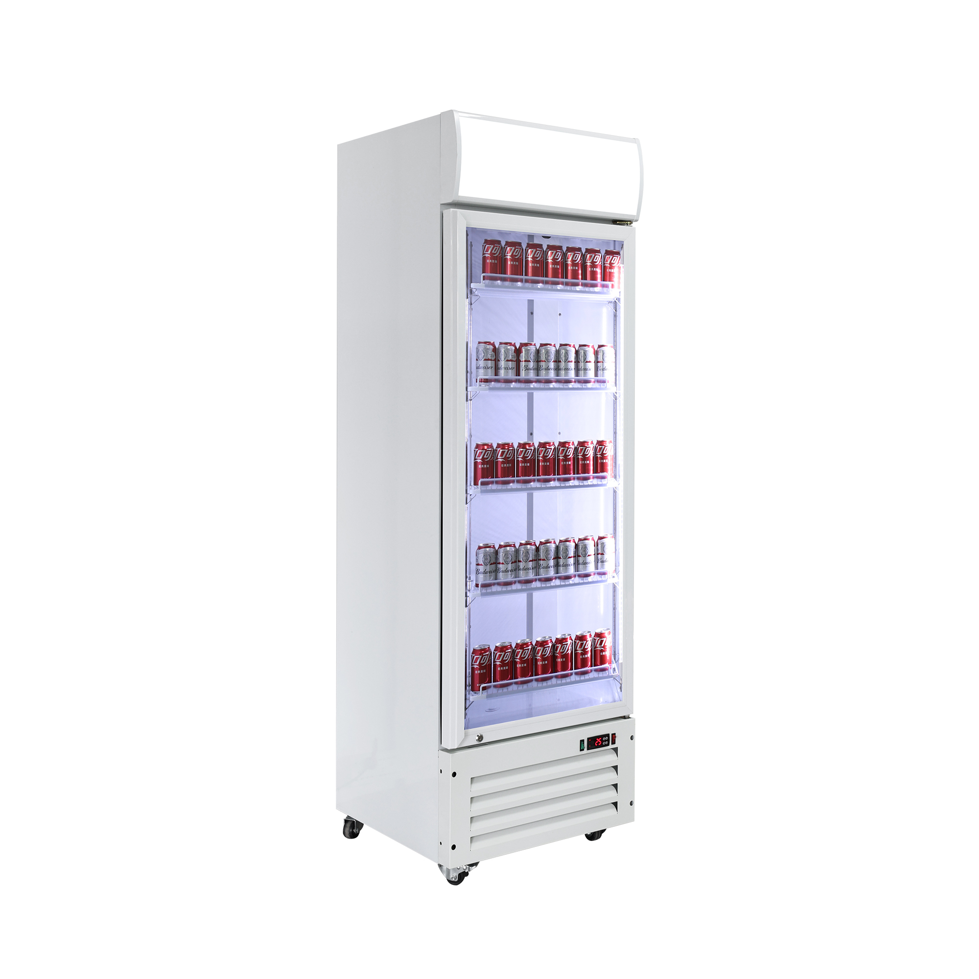 Vertical Beverage Refrigerator for upright glass door beverage cooler Retail Use