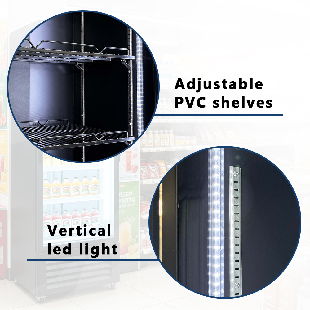 Single Door Retail Display Refrigerator for Beverage Merchandising