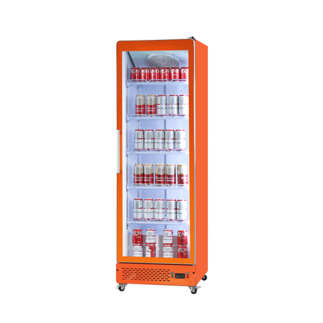 Single Glass Door Beverage Display Refrigerator with LED Lighting for Retail Display