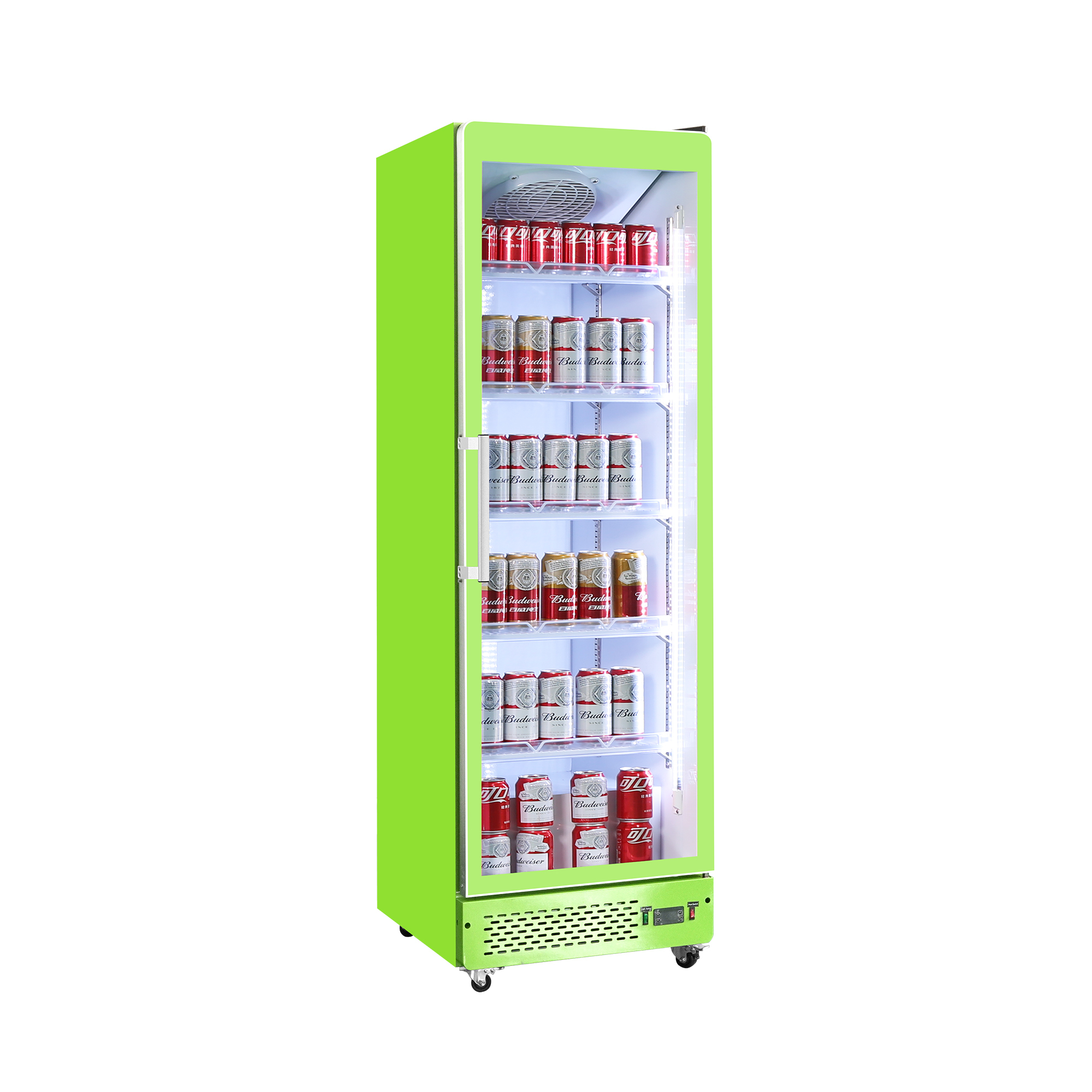 Single Glass Door Beverage Display Refrigerator with LED Lighting for Retail Display