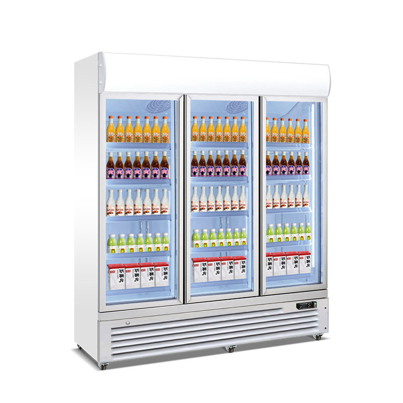 Supermarket Beverage Display Cooler Upright Glass Door Fridge for Retail Merchandising