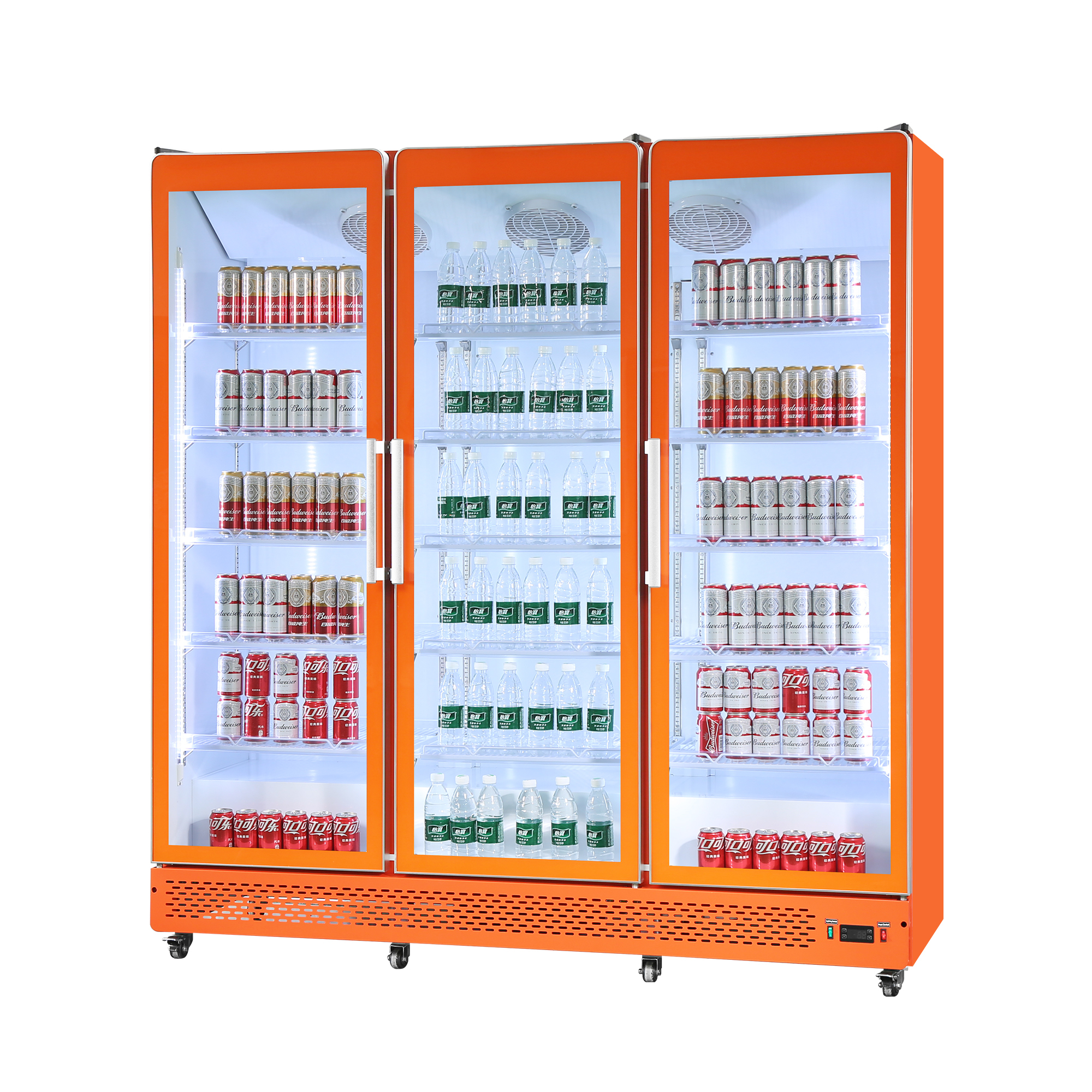 Retail Beverage Merchandiser Refrigerator Vertical Glass Door Cooler for Stores
