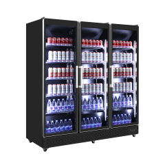 Commercial Beverage Refrigerator with LED Display Triple Glass Door Cooler