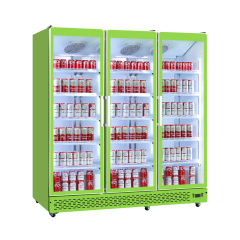Commercial Beverage Refrigerator with LED Display Triple Glass Door Cooler