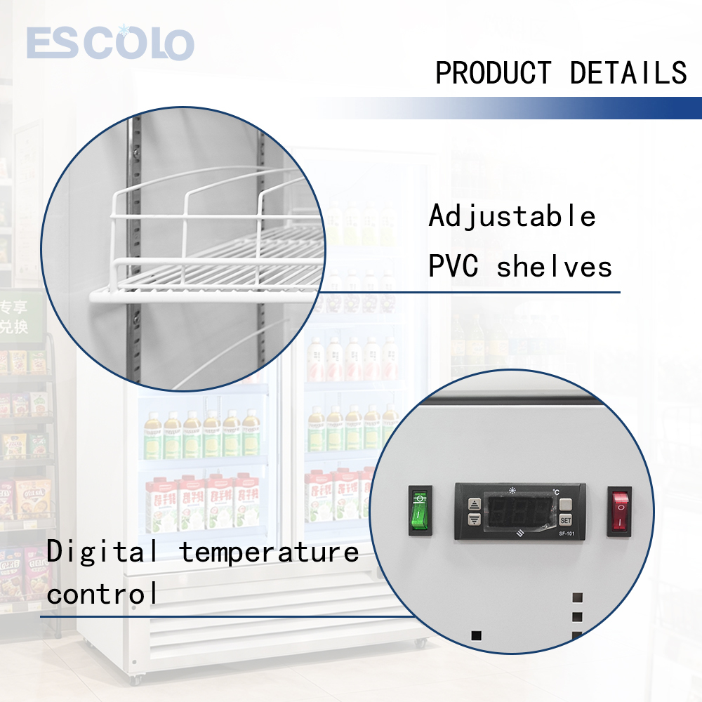 1800L Triple Door Aluminum-Frame Merchandising Refrigerator for Supermarkets Beverage Displays