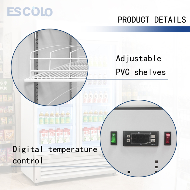1800L Triple Door Aluminum-Frame Merchandising Refrigerator for Supermarkets Beverage Displays
