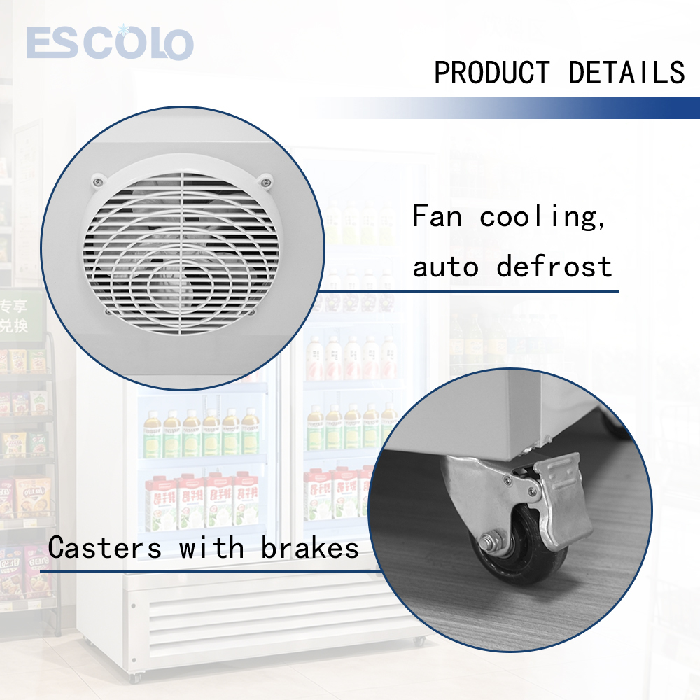 1800L Triple Door Aluminum-Frame Merchandising Refrigerator for Supermarkets Beverage Displays