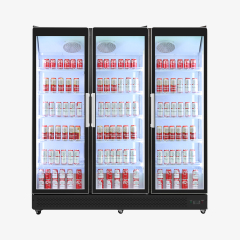 Triple Door Merchandiser Refrigerator for Supermarket Glass Showcase Display