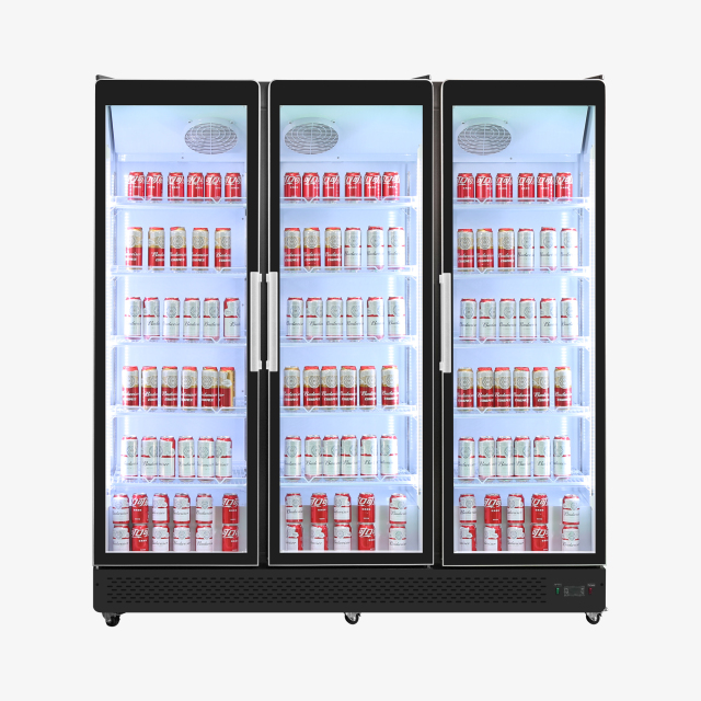 Triple Door Merchandiser Refrigerator for Supermarket Glass Showcase Display