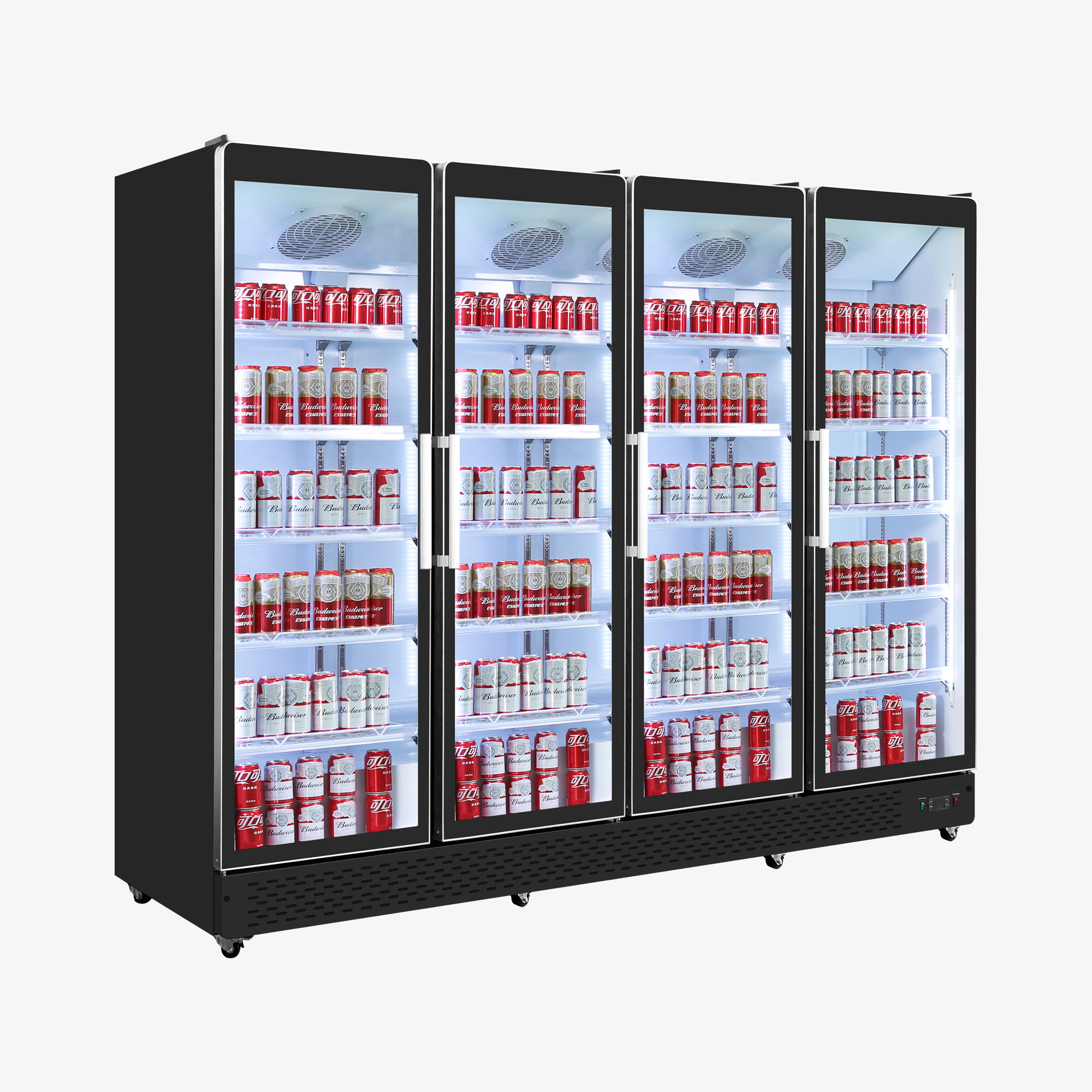 Supermarket 4 Door Glass Door Refrigerator Retail Display Cabinet Freezer