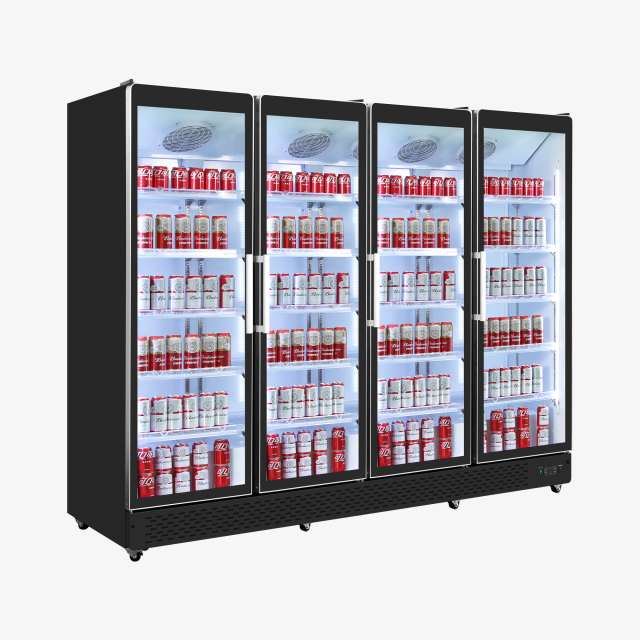 Supermarket 4 Door Glass Door Refrigerator Retail Display Cabinet Freezer