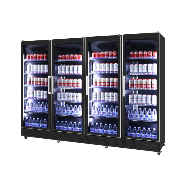 4 Door Supermarket Display Freezer with Full Glass Door for Retail Display Cabinet