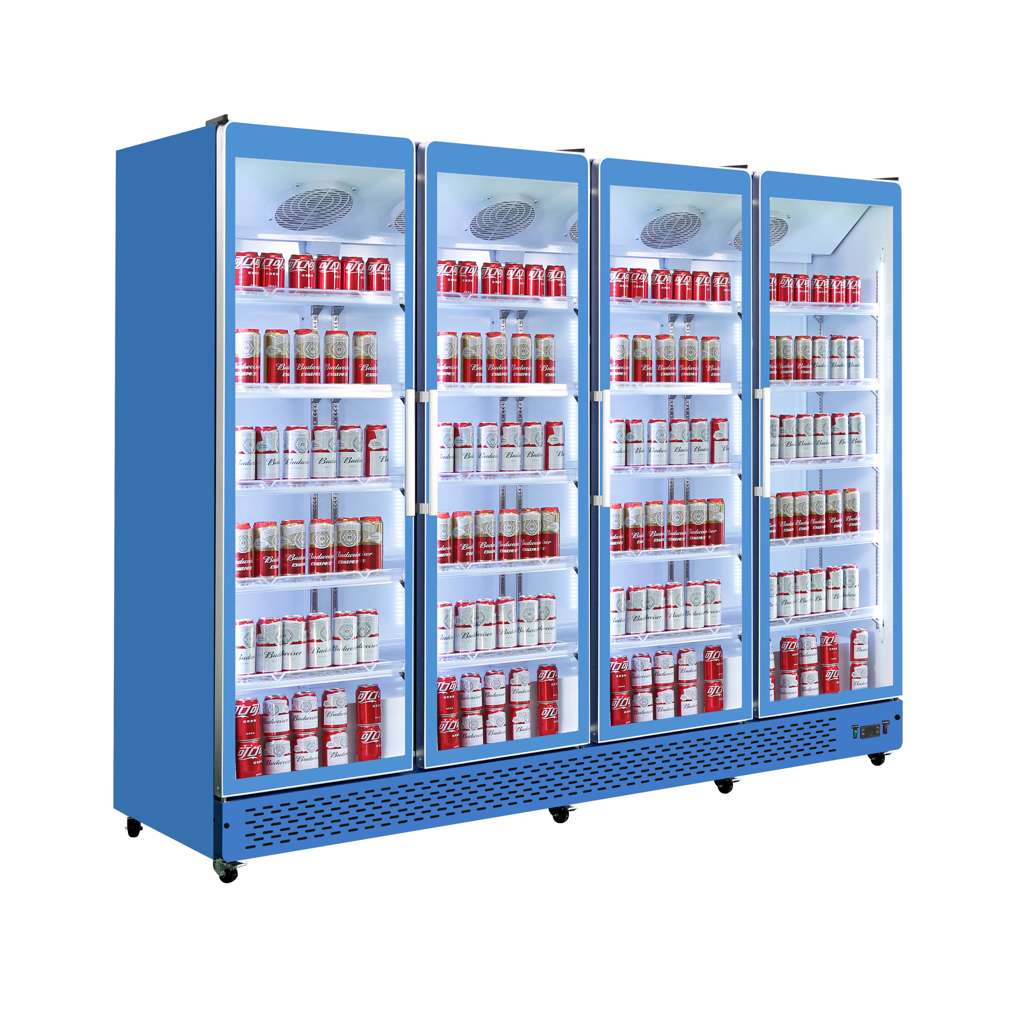 Supermarket 4 Door Glass Door Refrigerator Retail Display Cabinet Freezer