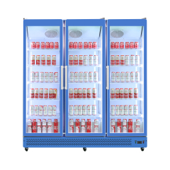 Triple Door Merchandiser Refrigerator for Supermarket Glass Showcase Display