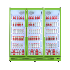 Triple Door Merchandiser Refrigerator for Supermarket Glass Showcase Display