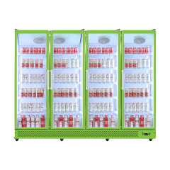 Modern Supermarket Retail Commercial Display Cabinet 4 Door Glass Door Beverage Cooler