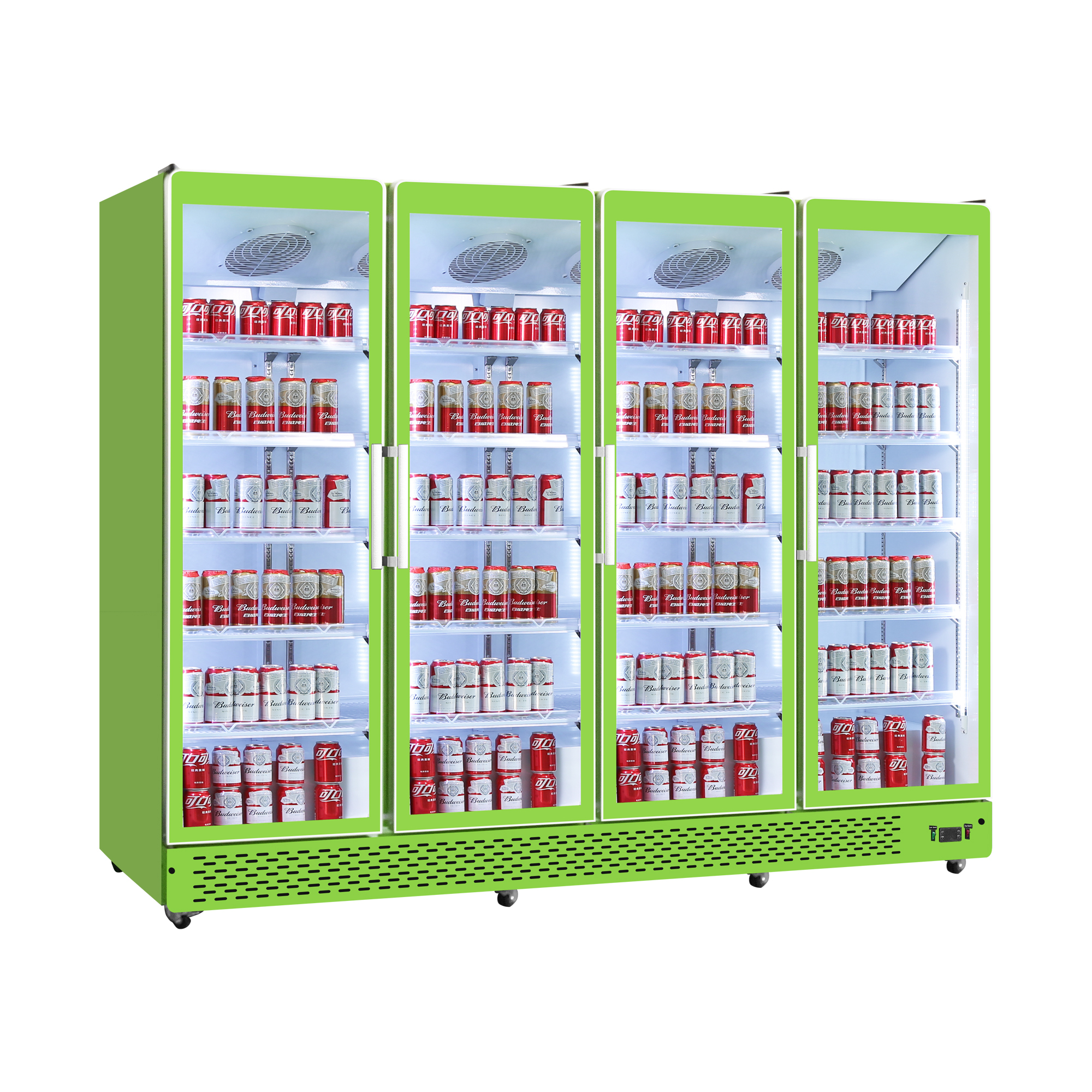 Supermarket 4 Door Glass Door Refrigerator Retail Display Cabinet Freezer