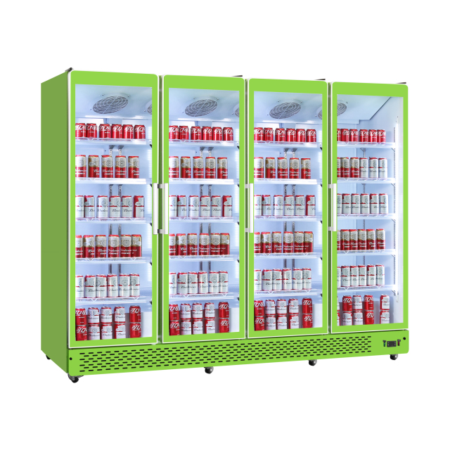 Supermarket 4 Door Glass Door Refrigerator Retail Display Cabinet Freezer