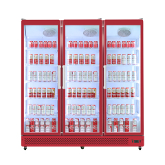 Triple Door Merchandiser Refrigerator for Supermarket Glass Showcase Display