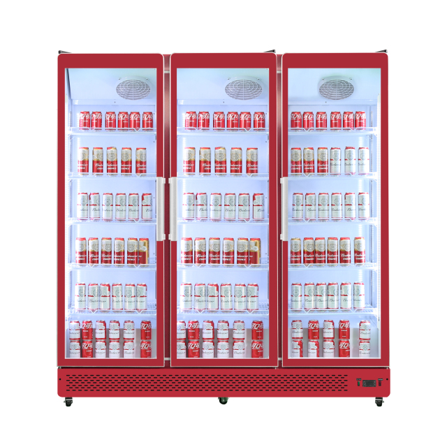 Triple Door Merchandiser Refrigerator for Supermarket Glass Showcase Display