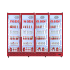 Modern Supermarket Retail Commercial Display Cabinet 4 Door Glass Door Beverage Cooler