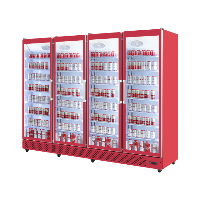 4 Door Supermarket Display Freezer with Full Glass Door for Retail Display Cabinet