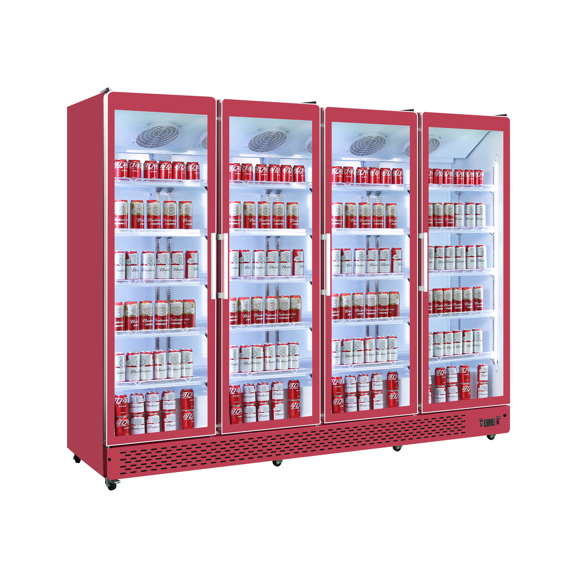 Supermarket 4 Door Glass Door Refrigerator Retail Display Cabinet Freezer