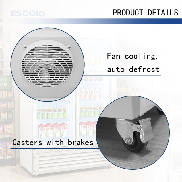 1800L Glass Door Cooler Upright Display Refrigerator for Beverage Retail with LED Fan Cooling