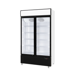 Supermarket glass door display freezer designed as a commercial upright freezer for frozen food merchandising