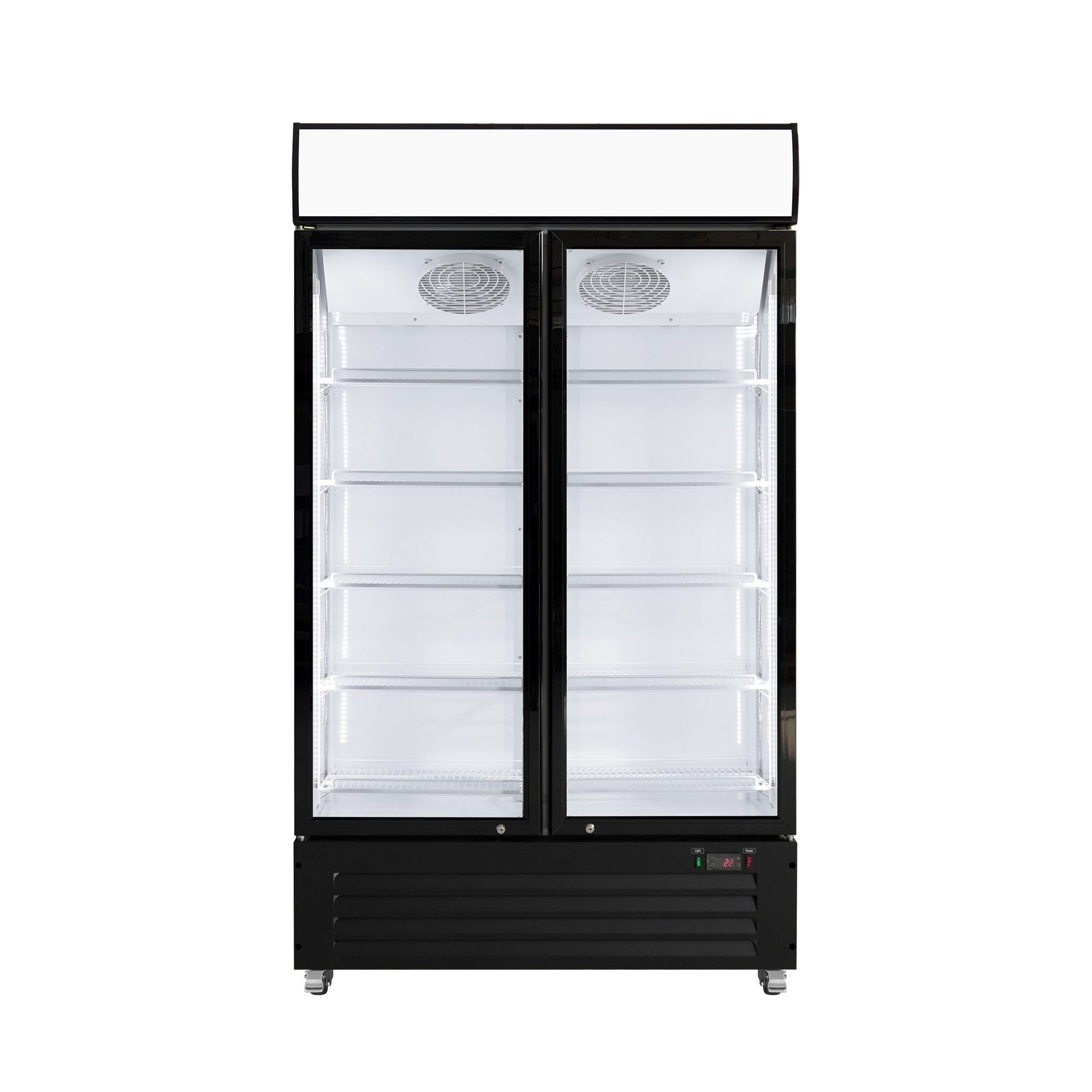 Supermarket glass door display freezer designed as a commercial upright freezer for frozen food merchandising