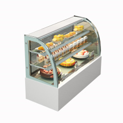 Curved Glass Bakery Refrigerated Display Designed for Cake Display Showcase in Modern Bakeries