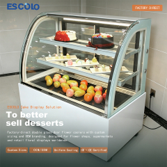Curved Glass Bakery Refrigerated Display Designed for Cake Display Showcase in Modern Bakeries
