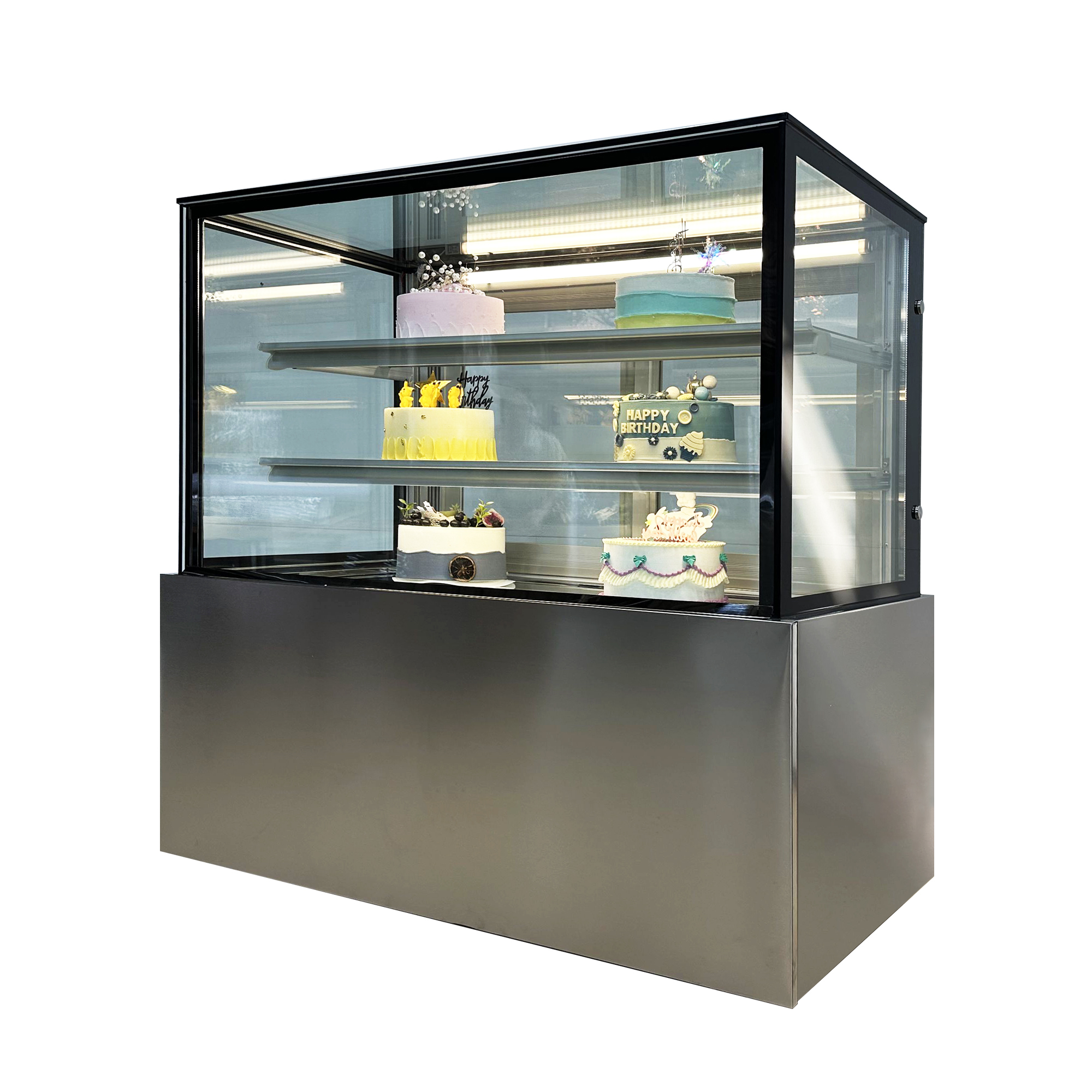 Modern bakeries use this display with a commercial cake display fridge for premium presentation