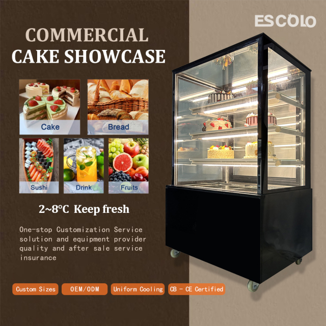 Commercial Bakery Display Refrigerator with Glass Fridge for Dessert Retail Presentation