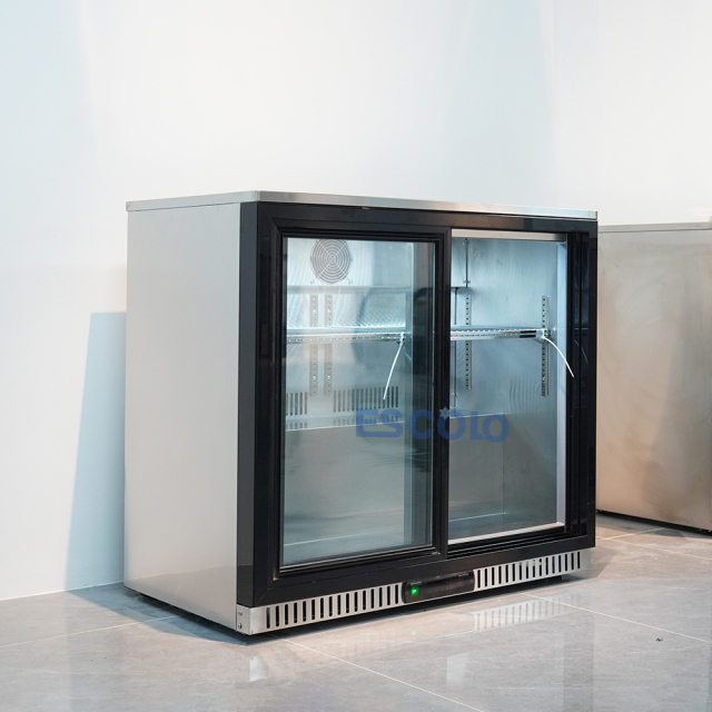 Embossed Cabinet Mini Bar Fridge Double Door Donper Compressor for Beach Bar