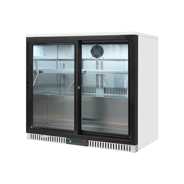 Commercial Bar Cooler 2 Layer Chrome Shelves Pre-Painted Steel for Beverage Shop