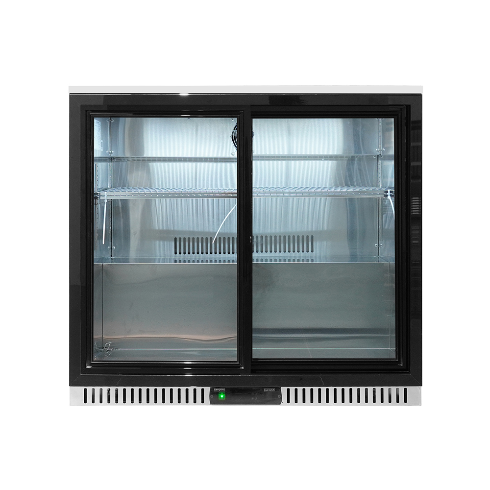 Embossed Cabinet Mini Bar Fridge Double Door Donper Compressor for Beach Bar
