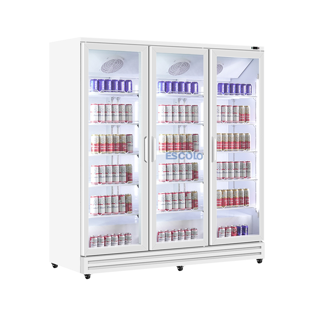 1800L Triple Door Aluminum-Frame Merchandising Refrigerator for Supermarkets Beverage Displays