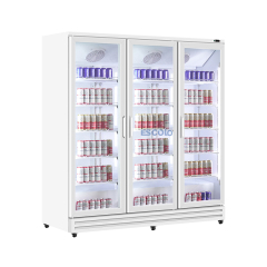 1800L Triple Door Aluminum-Frame Merchandising Refrigerator for Supermarkets Beverage Displays