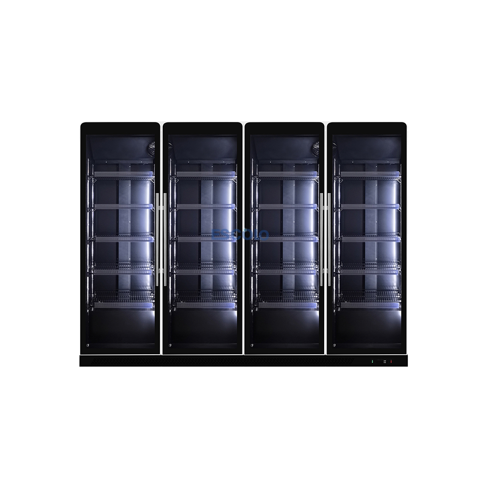 Full Glass Door Refrigerator – Supermarket Upright Cooler for Beverage Display