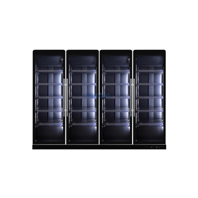 Full Glass Door Refrigerator – Supermarket Upright Cooler for Beverage Display