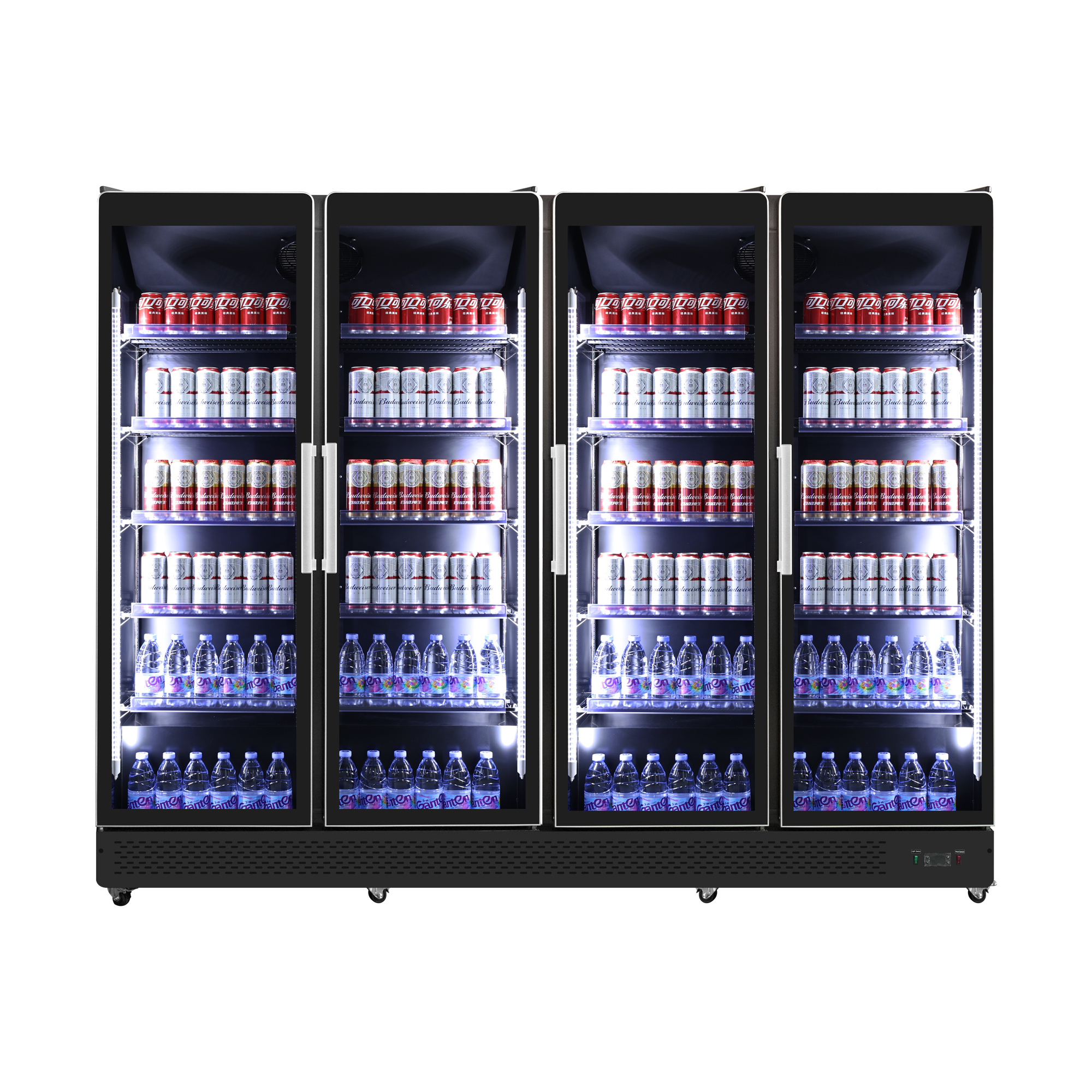 Full Glass Door Refrigerator – Supermarket Upright Cooler for Beverage Display