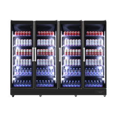 Full Glass Door Refrigerator – Supermarket Upright Cooler for Beverage Display